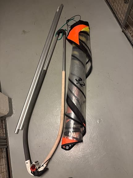 Windsurfing barnrig 3,2 m segel med mast och bom