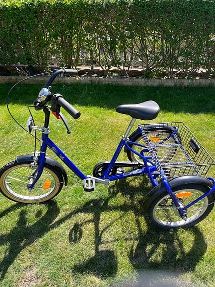 Skeppshult treväxlad trehjuling cykel 16" blå