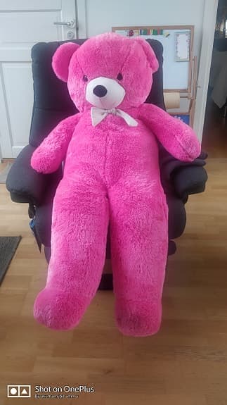 🧸 KÄMPASTOR & fluffig rosa jättenalle (ca 140-150 cm) - Nyskick!