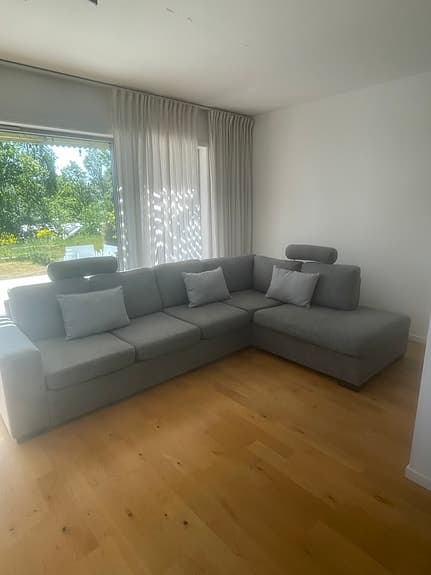 Mio hörnsoffa grå med nackstöd