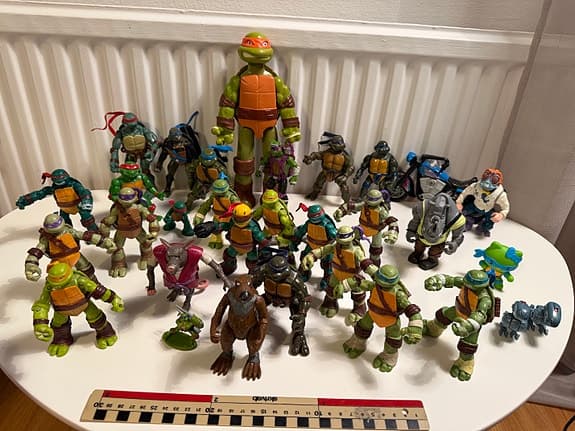 Vintage TMNT Playmates Figurlot 26 delar – motorcykel & robotdogs