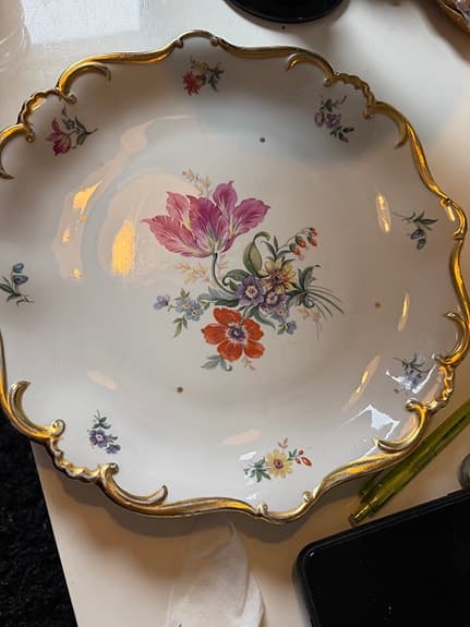 Antik tysk porslinsskål – Graf von Henneberg – 31 cm