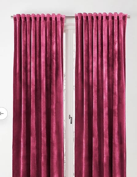 Sammetsgardin Simone Bubbelgumsrosa 250 längd,  2 längder