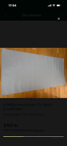 Grå markisduk med öljetter