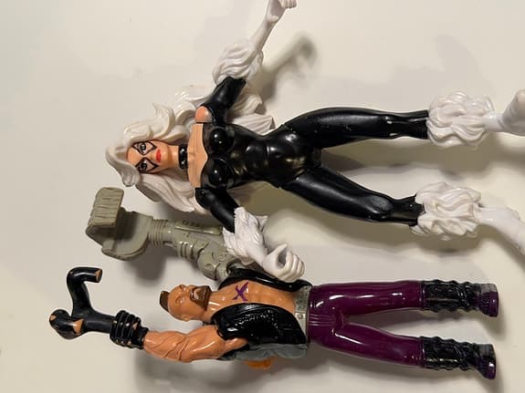 Spider-Man figur lot med motorcykel, Black Cat och skurkar – Marvel