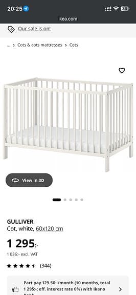 IKEA GULLIVER Cot 60x120 cm + KRUMMELUR Mattress – Bot together: 1,100 SEK