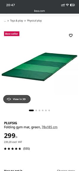 2x IKEA PLUFSIG Gym Mats 78x185 cm – Excellent Condition