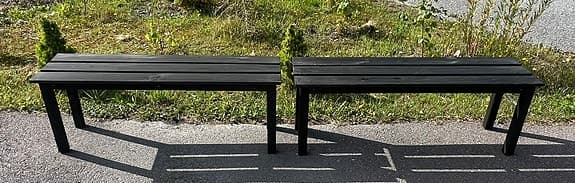 3 st sittbänkar i impregnerat trä