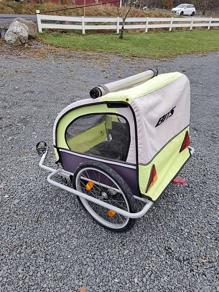 BITS cykelvagn barnvagn gul/grå