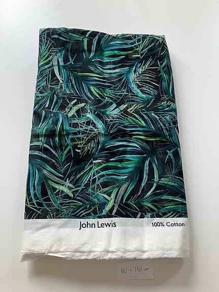 John Lewis tyg/textil mönstrat i grönt, tryck med palmer, växter