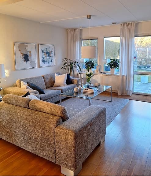 Ilva soffgrupp i grå/beige tweed tyg