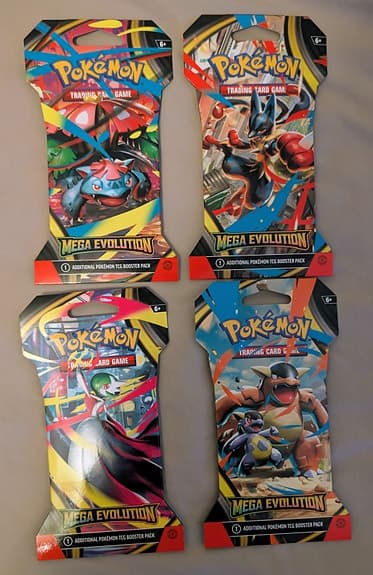 4x Mega Evolution Sleeved Booster Pack - Art Set - Pokémon Kort