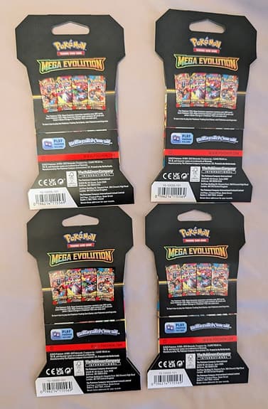 4x Mega Evolution Sleeved Booster Pack - Art Set - Pokémon Kort