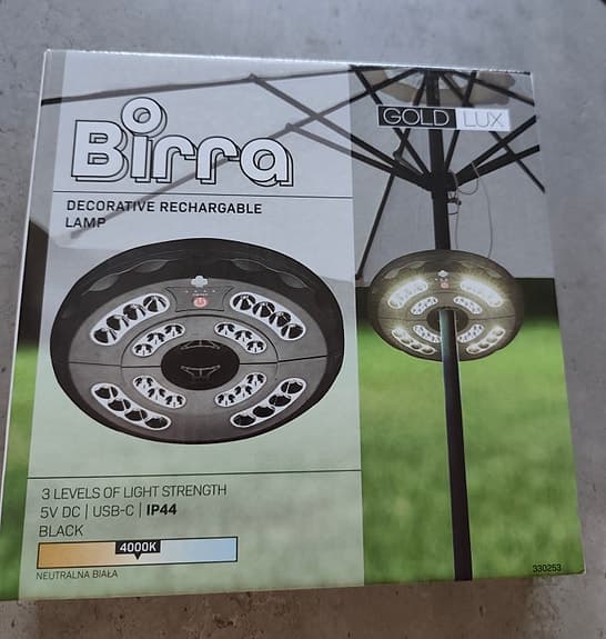 Batteridriven ledlampa/ belysning till parasoll, USB-C NYTT