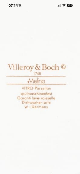 Melina", Villeroy & Boch. Servisdelar