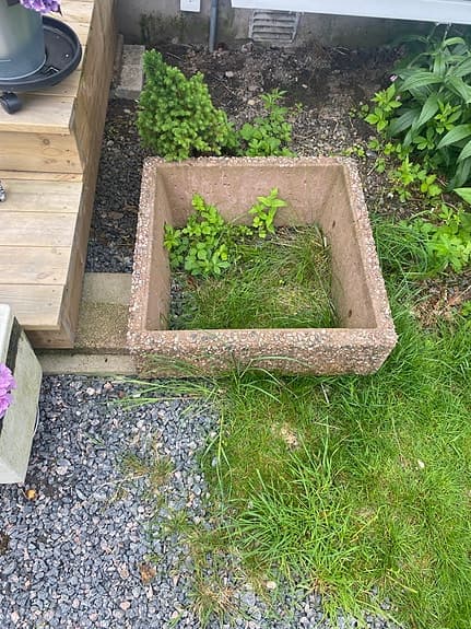 Rektangulär stenkruka / blomlåda/ planteringslåda utomhus i betong