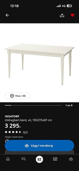 Matgrupp med utdragbart bord och 6 stolar