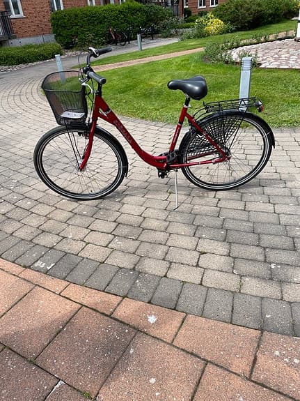 Röd dam landsvägscykel 28" stl M