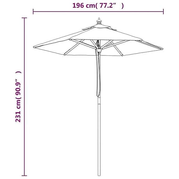 Marinblått parasoll 196 cm