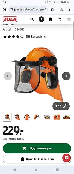 Bluewear+ skogshjälm orange med hörselskydd