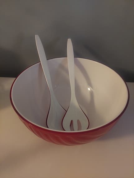 Guzzini Mirage röd salladsskål + salladsbestick