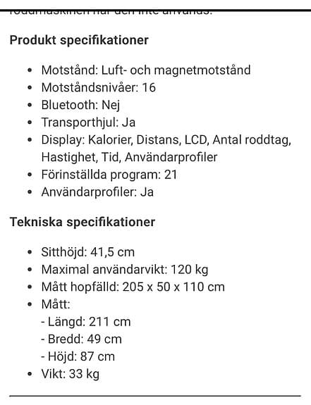 Roddmaskin med luft- och magnetmotstånd