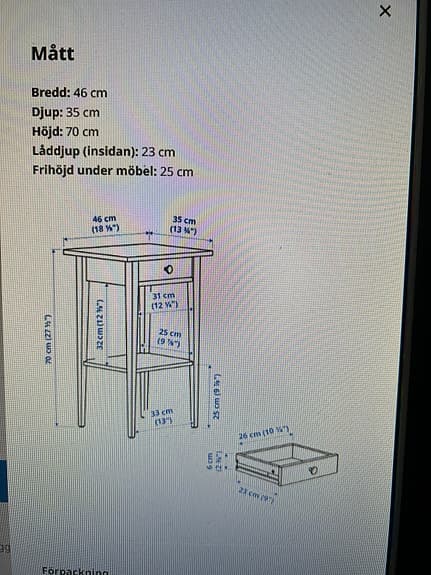 HEMNES nattduksbord