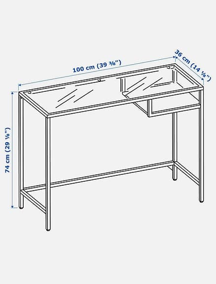 Skrivbord/Konsolbord med glasskiva – Stilren design