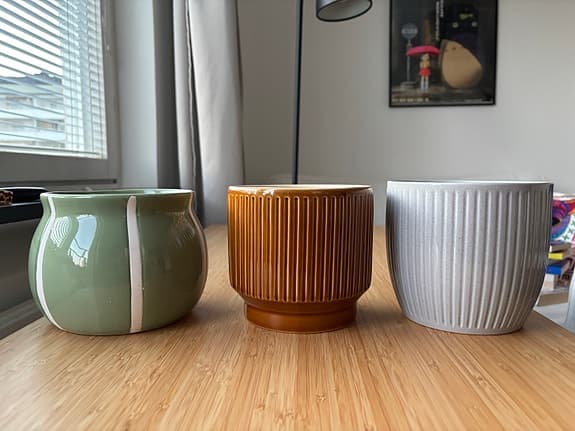 Krukor i keramik, 3 st