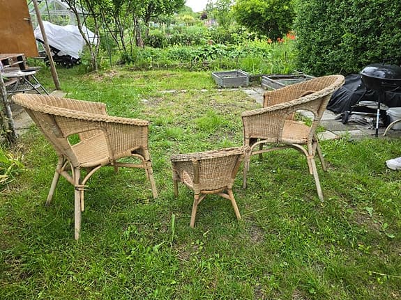 Trädgårdsstolar/fåtöljer i rotting och bambu