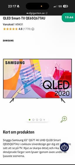 Samsung QLED 65" Smart TV svart