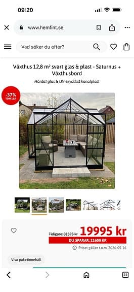Växthus i härdat glas och UV-skyddad kanalplast