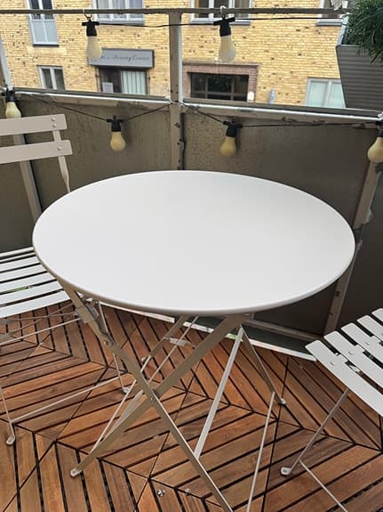 Caféset fällbara balkongbord med två stolar