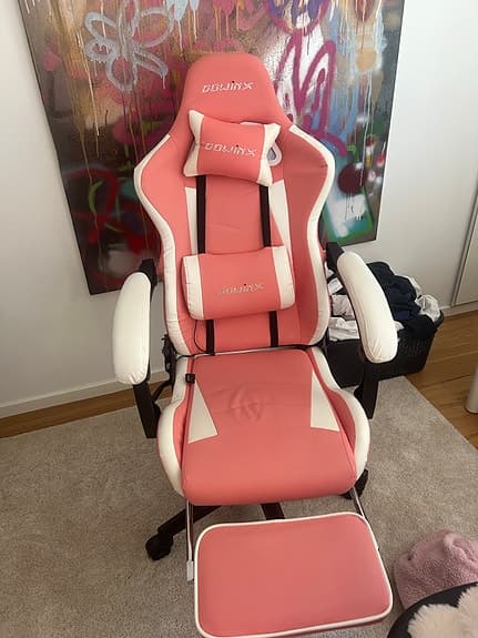 Rosa gamingstol dowinx med fotstöd och ryggmassage