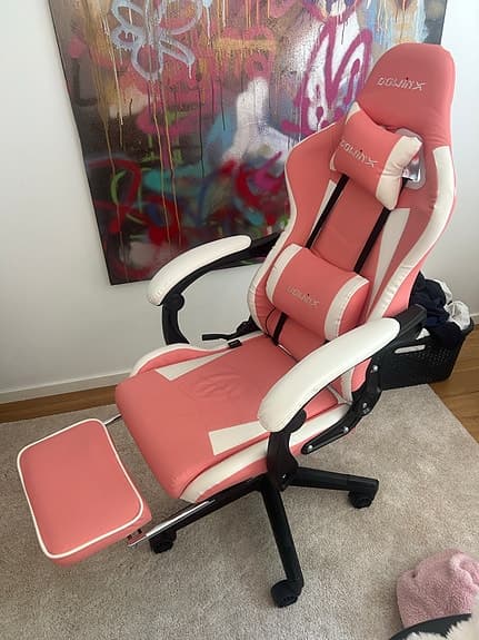 Rosa gamingstol dowinx med fotstöd och ryggmassage