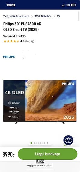Philips 4K 50” QLED TV