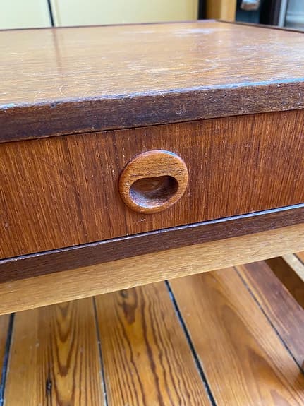 Vintage hallmöbel/byrå/bänk i teak och ek