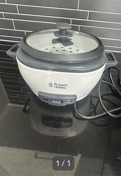 Russell Hobbs riskokare med glaslock vit och äggkokare