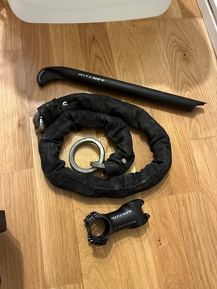 Ritchey cykelstam och sadelstolpe 27,2/350 + kedjelås