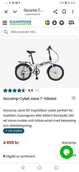 Gocamp Java hopfällbar stadscykel 20" vit