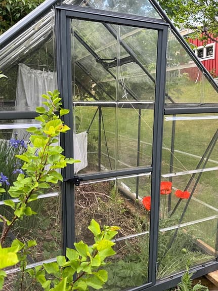 Växthus plast med grå stomme