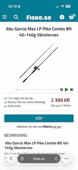 Abu Garcia haspelspö med rulle