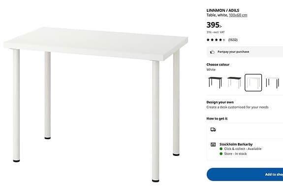 IKEA skrivbord vitt
