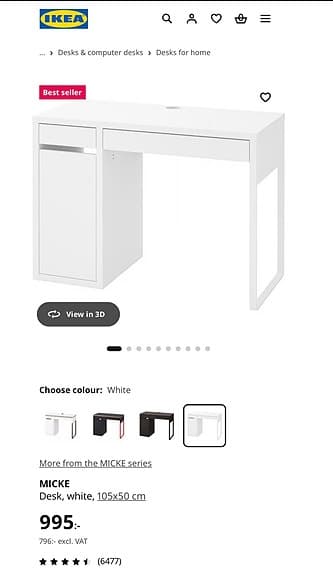 IKEA Micke skrivbord (105x50 cm)