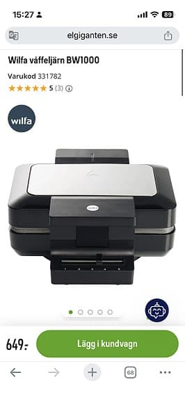 Wilfa våffeljärn dubbel svart