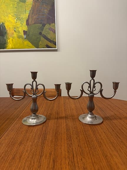 Ljusstakar i tenn, mässing och brons - GAB, Tassinari, Härryda Ädelmetallsmide