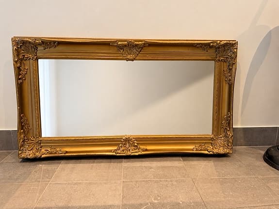 Vintage Barockspegel 110 × 60 cm – guldram av trä