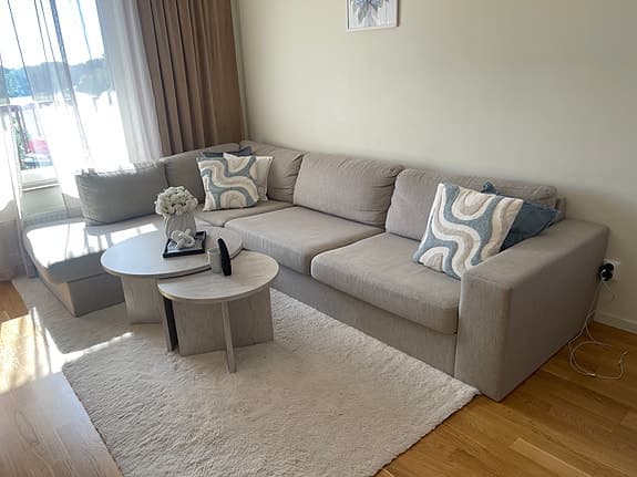 Mio hörnsoffa beige