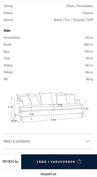 Newport (Los Angeles) Soffa 4-sits säljes