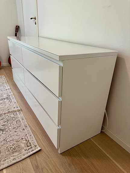 Byrå 6 lådor Malm Ikea m glasskiva